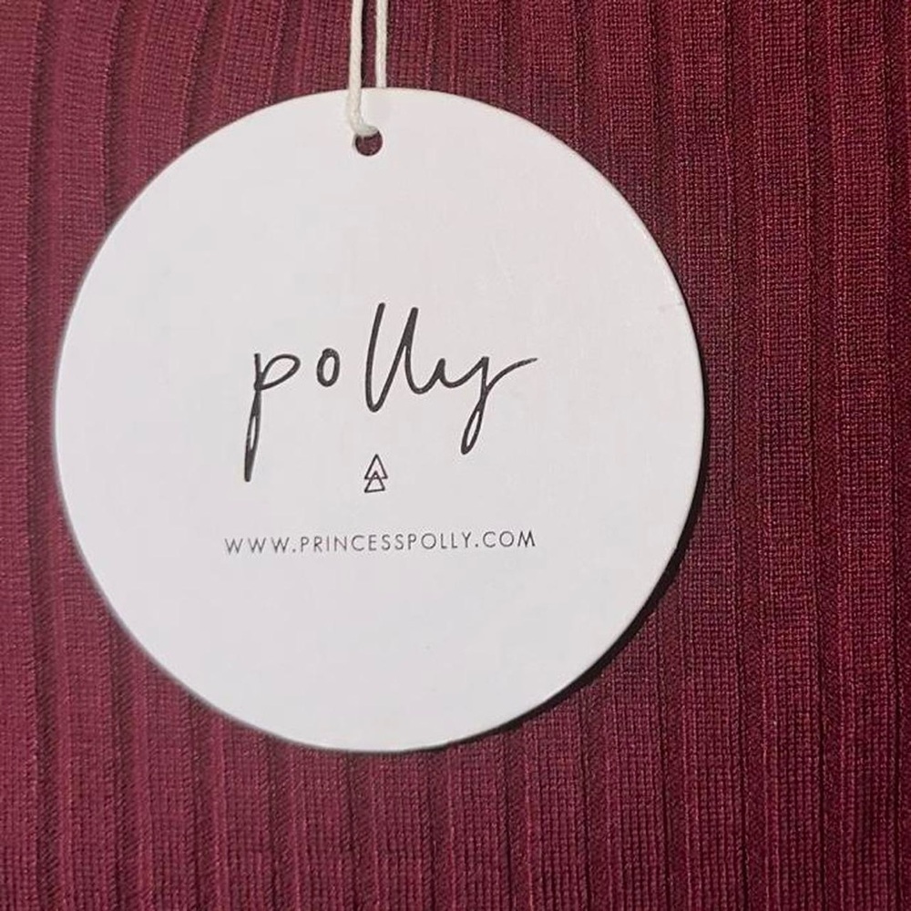 Princess Polly Wine Red Ribbed Cropped Turtleneck Top - Picture 3 of 7